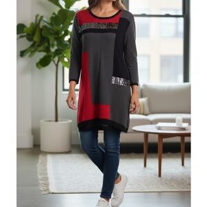 Style & Co Womens Dress Size Large Color Grays With Black And Red